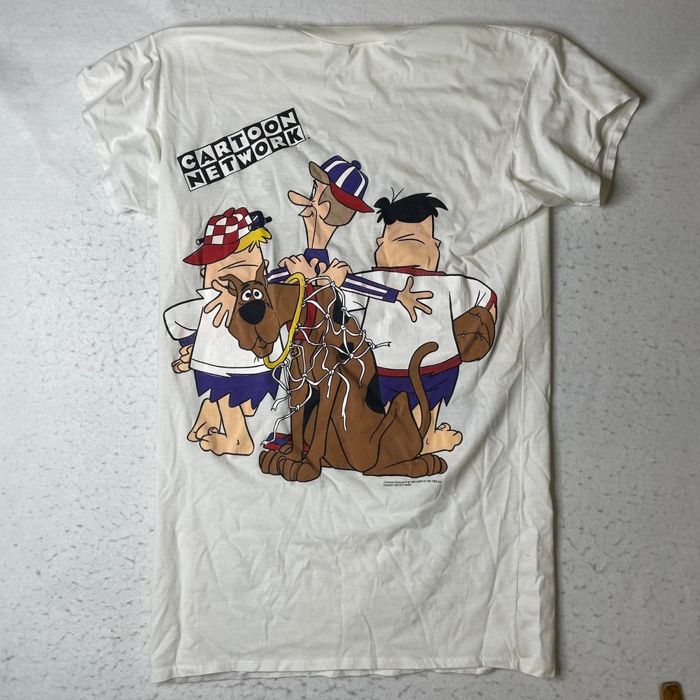 Cartoon Network T Shirt Mens Large White 1993 Flintstones Vintage Graphic Tee